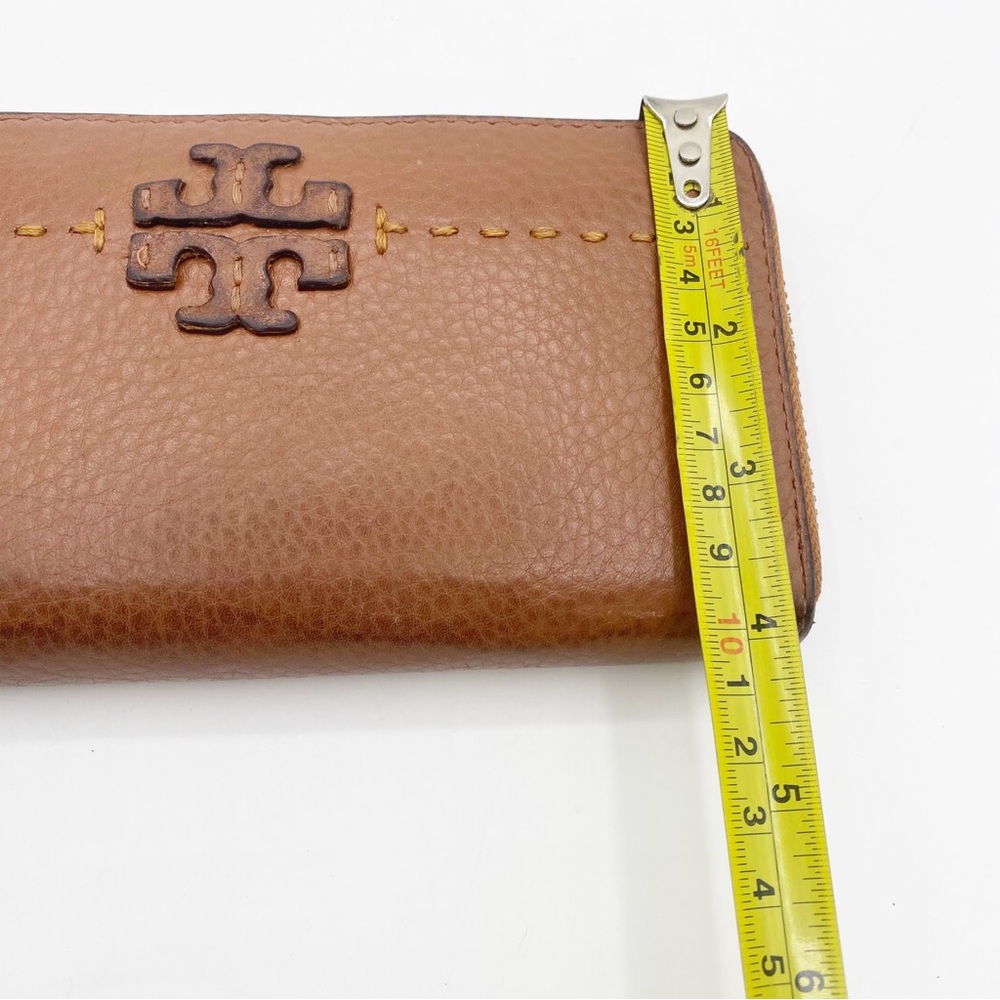 TORY BURCH Long Wallet Leather Caramel Color 7.5” x 4” Soft Leather Sleek - Picture 8 of 12